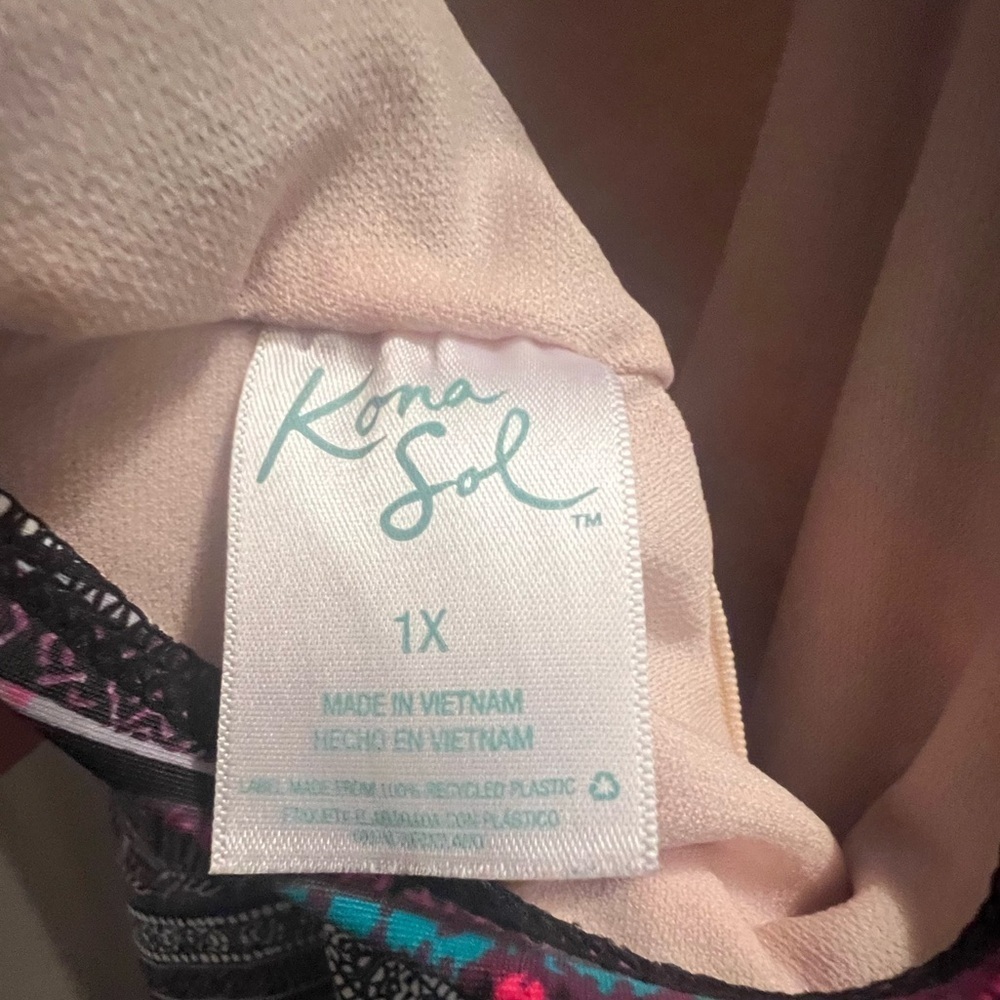 Kona Sol Blue and Red Sleeveless Camisole Swim Top - Picture 4 of 4